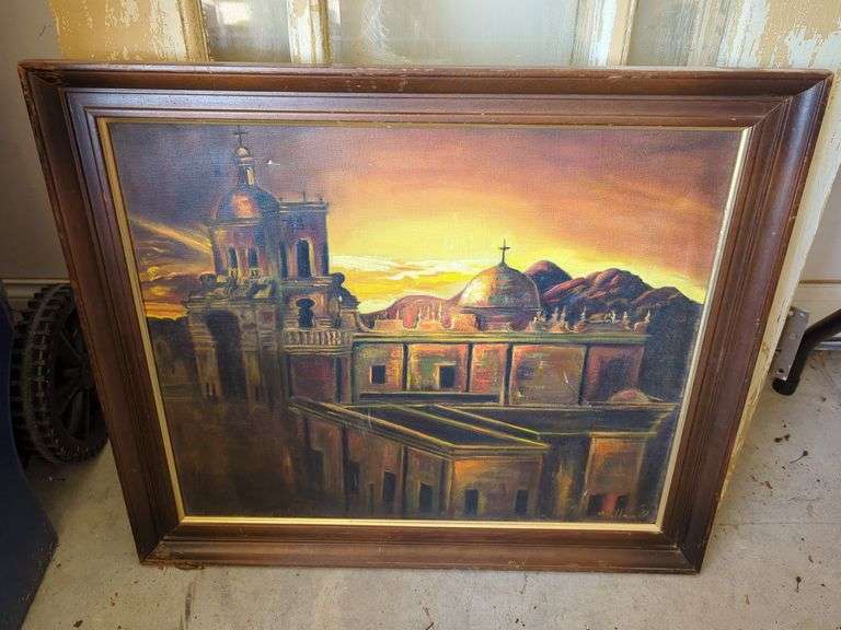 M. Wildman Signed Building Landscape Painting image
