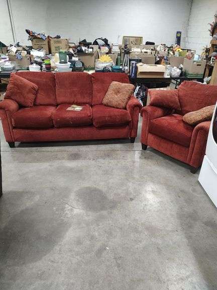 LANE - COUCH AND MATCHING CHAIR - COUCH IS 78 INCHES WIDE AND CHAIR IS 38 INCHES WIDE image