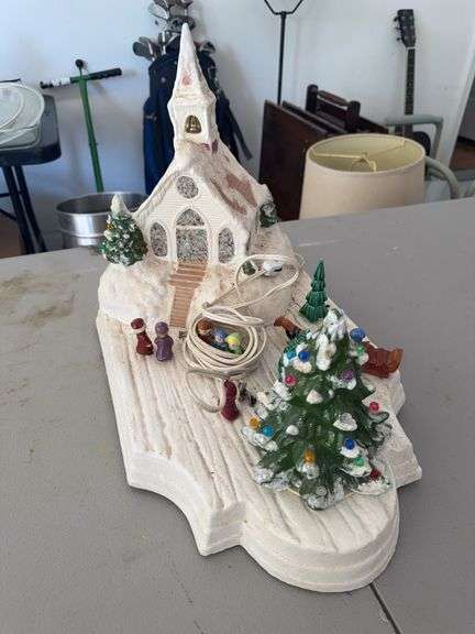 Illuminated Ceramic Christmas Church Scene image
