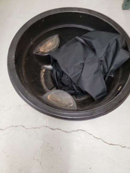 Large Round Black Tub with Black Material Inside image