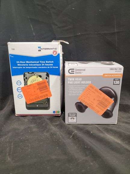 Intermatic Mechanical Time Switch & Commercial Electric Twin Head Light Holder image