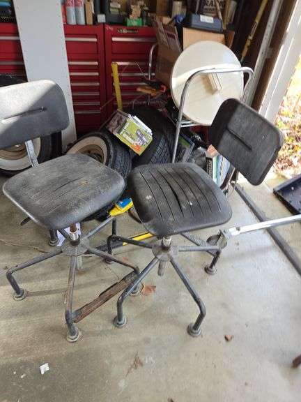 Pair of Industrial Shop Stools