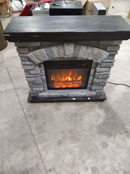STONE LOOK ELECTRIC FIREPLACE WITH HEATER 36X12X34 image