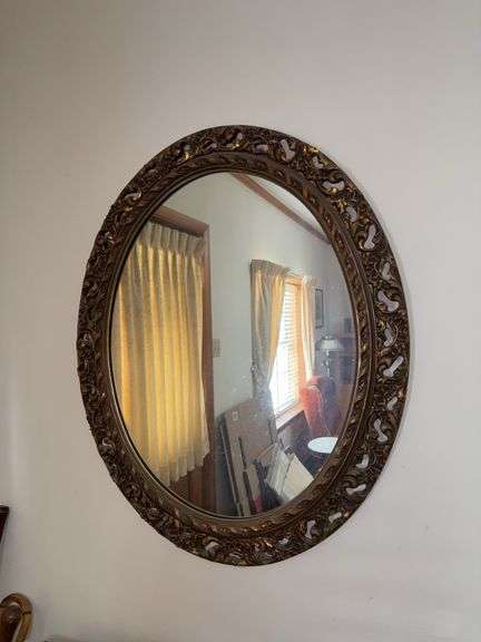Oval Wall Mirror with Ornate Frame