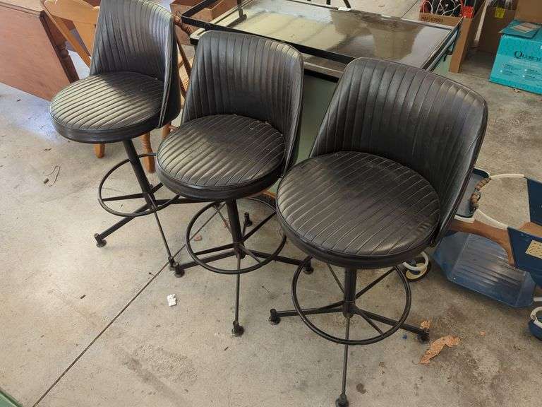 Set of 3 Black Swivel Bar Stools image