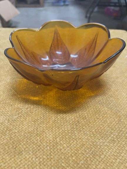 OLD AMBER GLASS DISH image