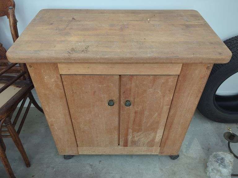 Wood Cabinet with Shelves and Doors image