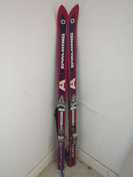 Spalding Alfetta Skis with Salomon Bindings and Ski Poles image