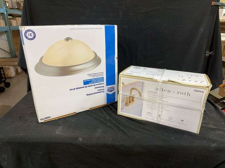 Flushmount Ceiling Fixture and Allen + Roth Bathroom Faucet