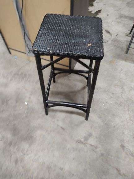 BAMBOO AND WICKER STOOL 30 INCHES TALL image