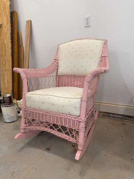 Pink Wicker Rocking Chair image