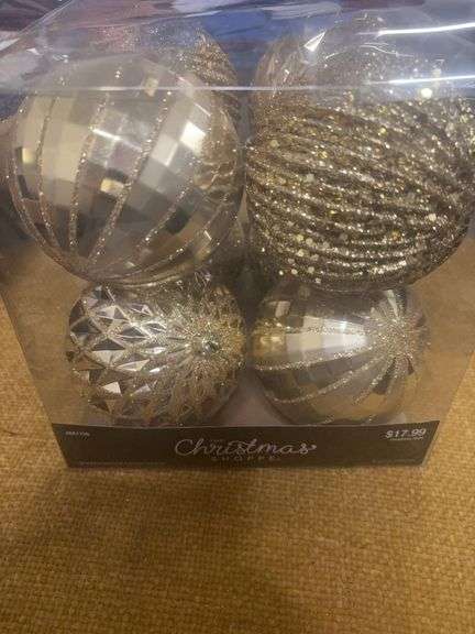 NEW 8 SHATTERPROOF ORNAMENTS.  GOLD image