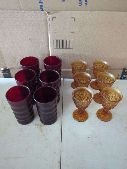 Amber and Red Drinking Glasses
