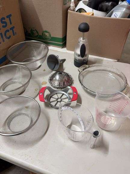 KITCHEN- STRAINERS- PIE PLATE- MEASURING CUPS- ETC. image