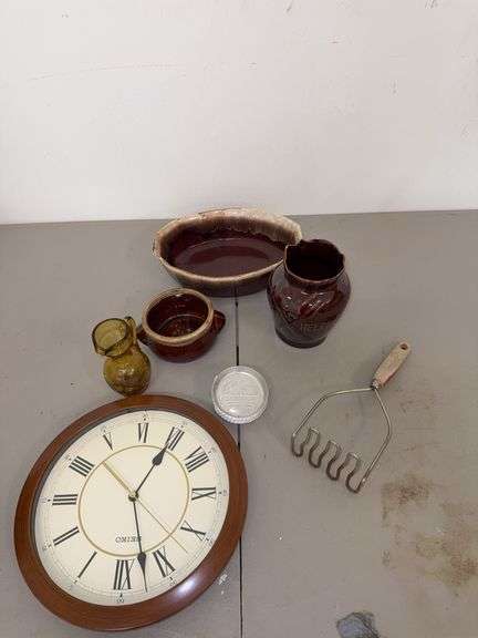 Kitchenware Accessories: Clock, Brown Glazed Pottery image
