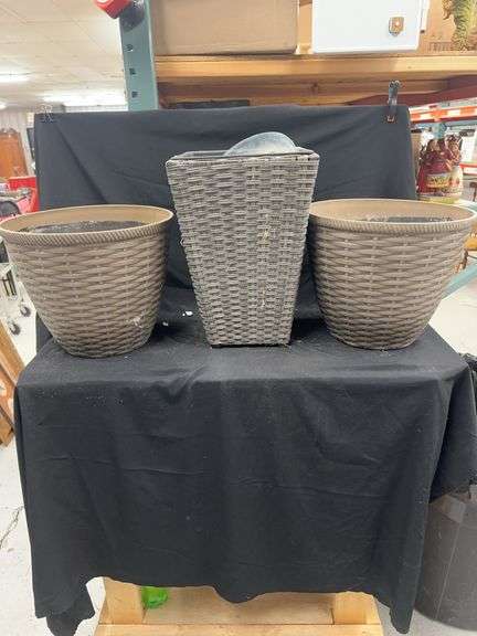 Three Woven-Style Plastic Planters image