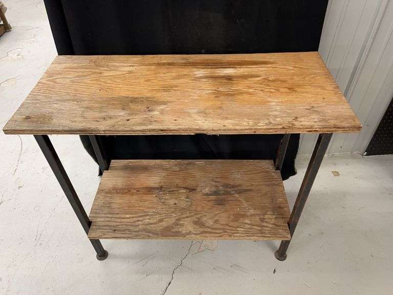 Metal Frame Table with Wood Shelves image