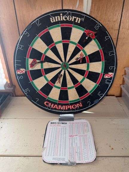 Unicorn Champion Dartboard Set with Darts and Finish Chart image