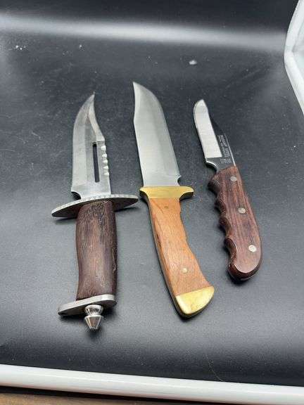 Three Fixed Blade Hunting Knives image