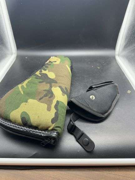 Two Gun Holsters - Camo Zippered Case and Black Belt Holster image