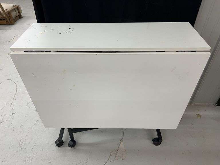 HomeGoods TJX White Folding Table on Wheels image