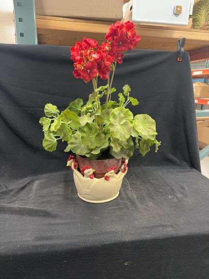 Floral Arrangement in Chicken-Themed Planter image