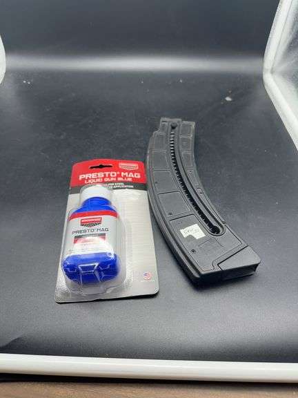 Birchwood Casey Presto Mag Liquid Gun Blue and a S&W .22 Magazine image