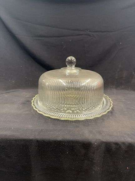 Vintage Clear Glass Cake Plate and Dome Cover image
