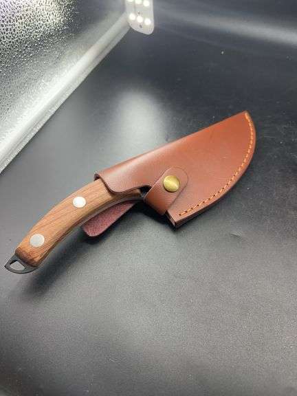 Wood Handled Knife with Leather Sheath image