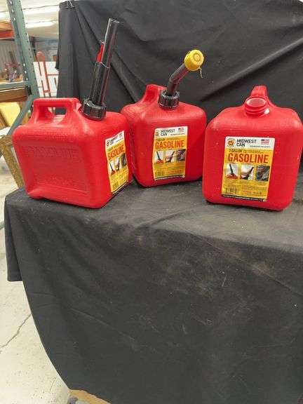 Lot of Five 2-Gallon Midwest Can Gasoline Containers image