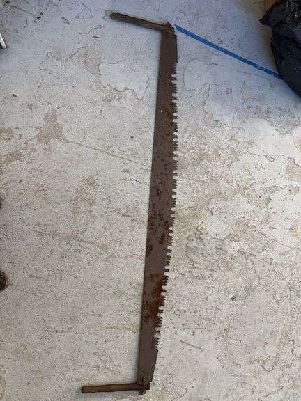 Large Two-Man Crosscut Saw with Original Handles image