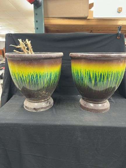Pair of Decorative Glazed Ceramic Planters image