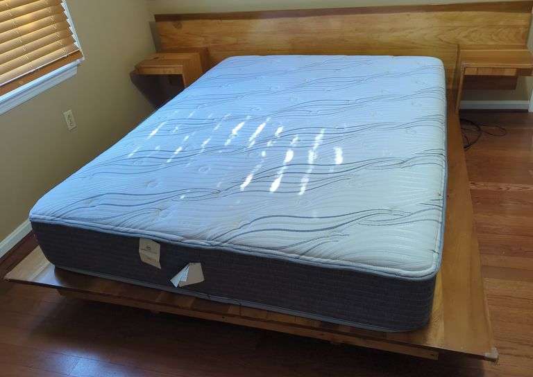 Platform Bed with Headboard and Attached Nightstands image