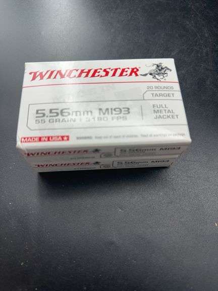 Winchester 5.56mm M193 55 Grain Full Metal Jacket Ammunition - Two 20 Round Boxes image