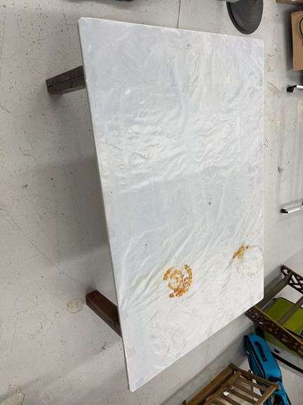 Rectangular Wooden Table with Attached Power Strip image