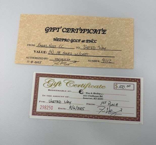 Round of Golf 4 - 18 Holes W/Cart &$100 Gift Card image