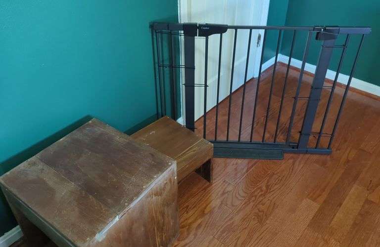 Cumbor Baby Gate and Wooden Stools image