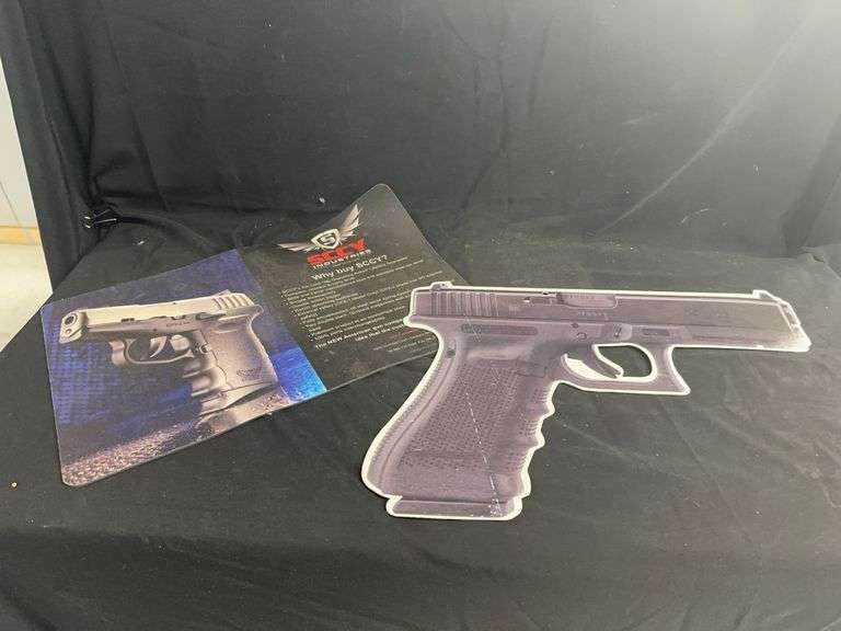 Firearms Marketing Materials: Glock and SCCY Cardboard Cutouts and Pamphlet image