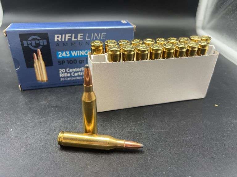 20 Round Box of PPU 243 Winchester SP 100 gr Rifle Ammunition image
