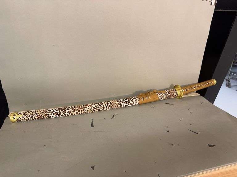 Decorative Katana with Leopard Print Scabbard image
