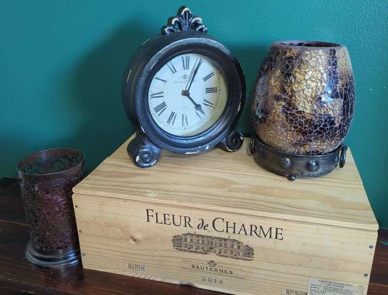 Table Clock, Vase, and Candle Holder Set image