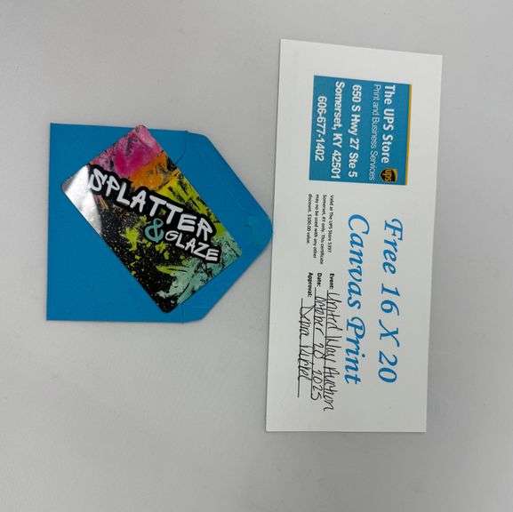 $25 Splatter & Glaze Gift Card & 1 16X20 Canvas Print from The UPS Store image
