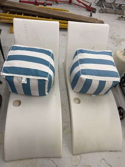 Outdoor Lounge Chairs with Striped Cushions image