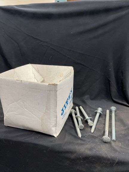 Box of Jiffy Fastener Systems Lag Bolts and Metal Bolts image