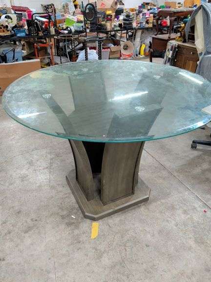 BAR HEIGHT GLASS TOP TABLE 54X36 image