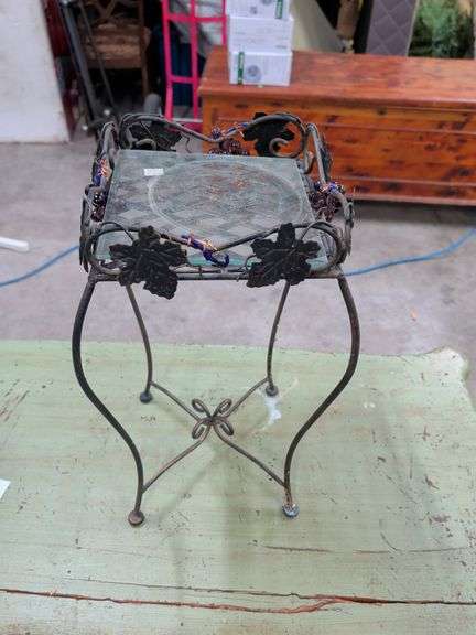 WROUGHT IRON SIDE TABLE 21 INCHES TALL image
