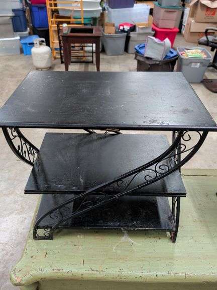 3 SHELF METAL AND WOOD TABLE 22X15X21 image