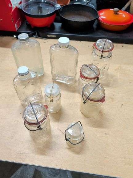 VINTAGE BALL AND ATLAS JARS AND GLASS JUGS image