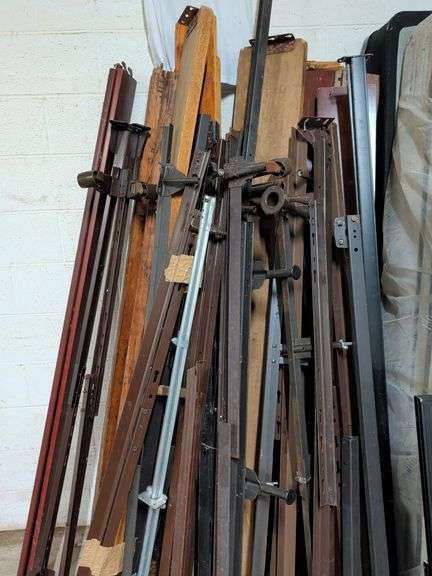 LARGE LOT OF BED RAILS - HOLLYWOOD RAILS AND HOOK RAILS - TWIN TO KING SIZE image