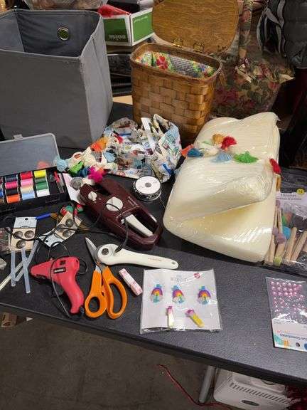 SEWING SUPPLIES AND MORE- THREAD- PINS- BUTTON MAGIC SINGER- SEWING BASKET ETC.- image